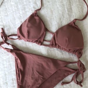 NEW SHEIN adjustable pink tie bikini set
